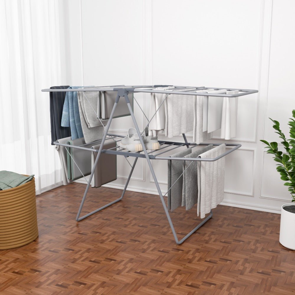 1pc, clothes drying rack foldable, foldable laundry drying rack, free standing large drying rack, grey