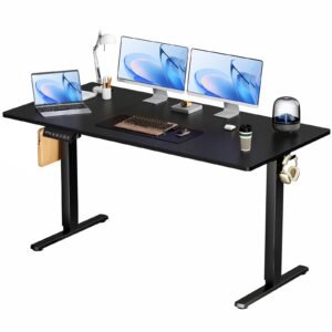 fcj electric adjustable height standing desk home office computer table splice board rising 2 hook wire hole work sit stand desk