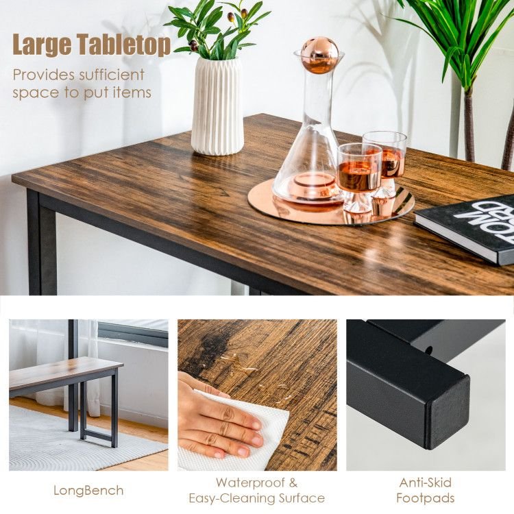 dining room set with 3 pieces includes table and 2 benches for kitchen bar use