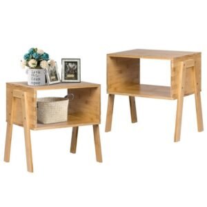 2 piece bamboo nightstand with storage shelf elegant sofa table