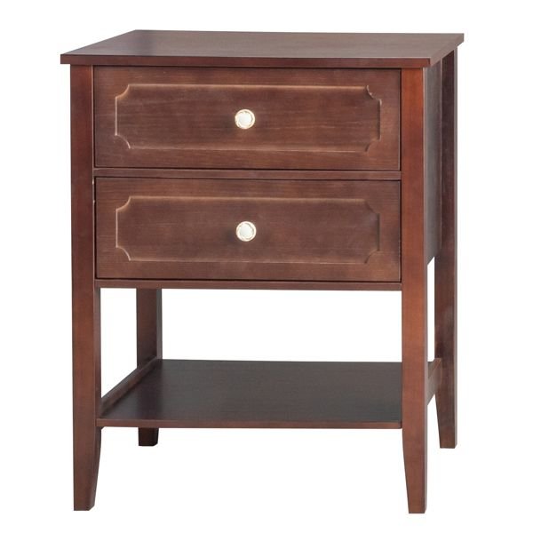 2 drawer wood nightstand end side table for bedroom & living room