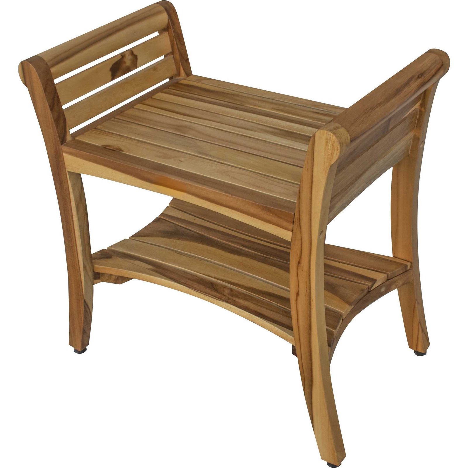 24" natural solid teak wood shower bench with handles versatile usage in bathroom bedroom living room kitchen or school