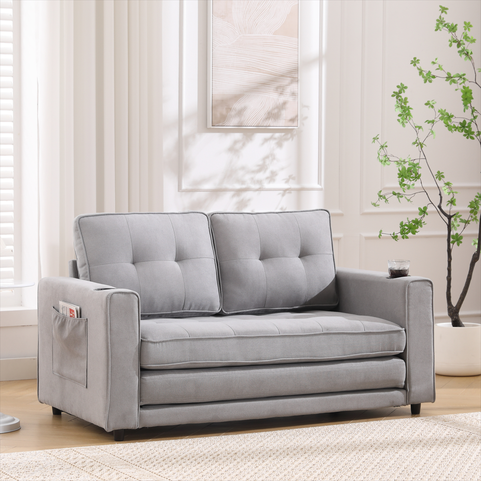 3 in 1 convertible fcj futon sofa bed tufted loveseat with pull out sleeper couch extendable for hotel use
