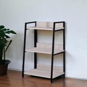hms 37" natural and black metal three tier ladder bookcase durable and stylish home office furniture