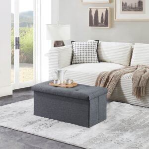 30 inches gray folding storage ottoman bench for foot rest & end bed storage chic chest design for living room bedroom entryway