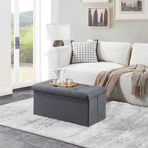 30 inches gray folding storage ottoman bench for foot rest & end bed storage chic chest design for living room bedroom entryway