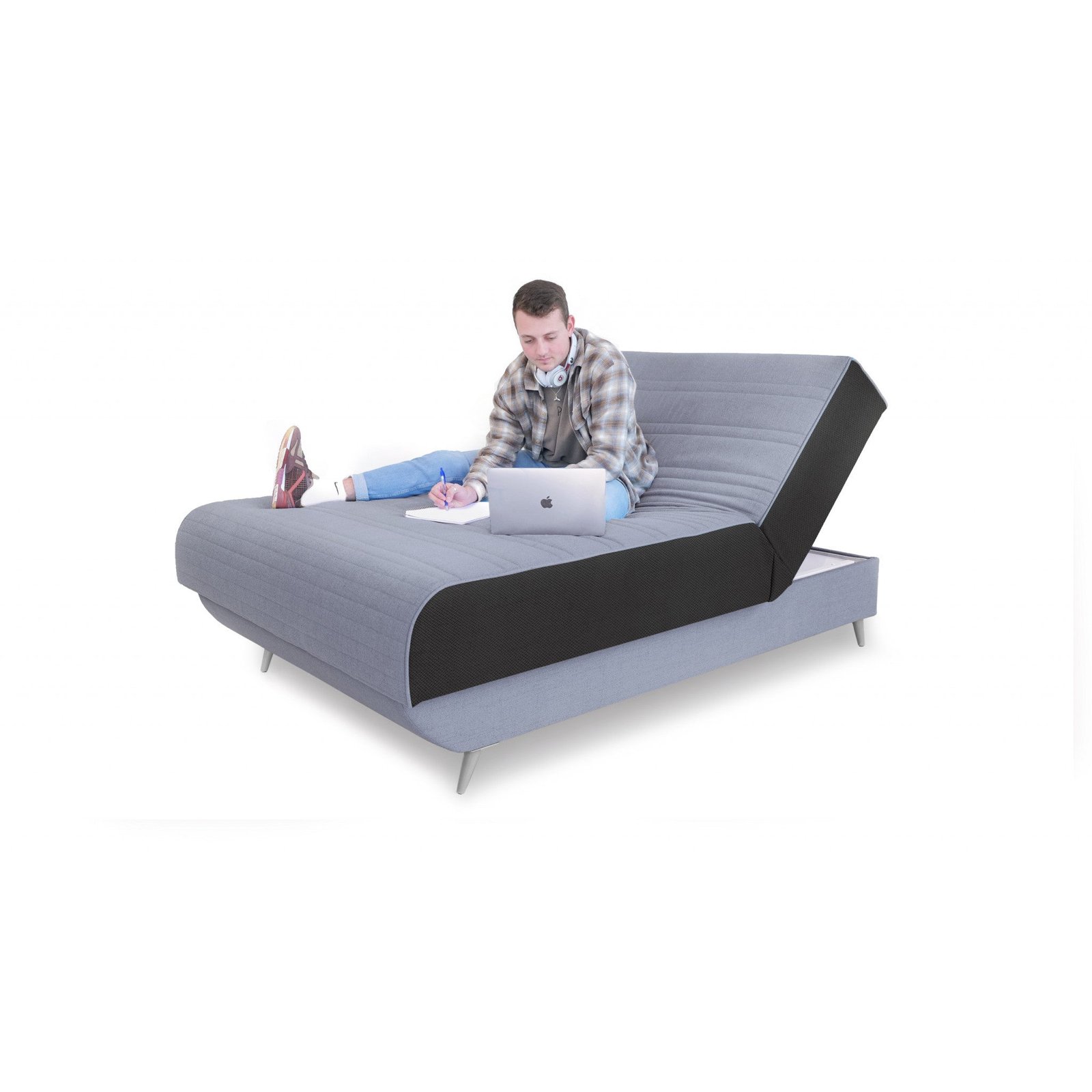 hms light gray full adjustable polyester upholstered mattress no bed frame required
