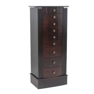 jewelry cabinet box storage chest necklace wood walnut stand organizer