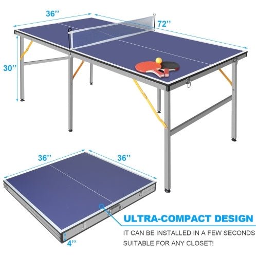 6ft mid size foldable portable table tennis table set for indoor outdoor games with 2 paddles and 3 balls fcj ping pong net