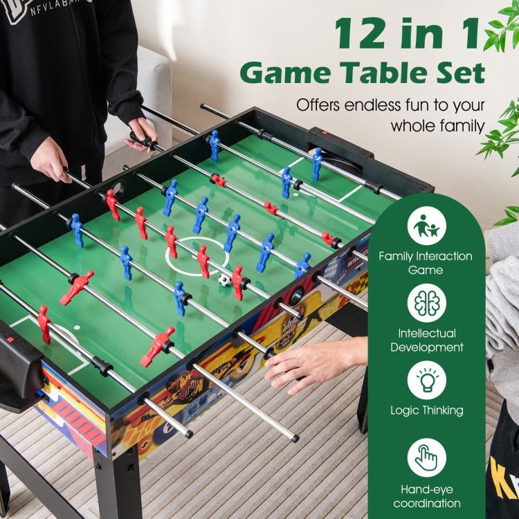 12 in 1 combo gaming table set for foosball air hockey pool chess ping pong