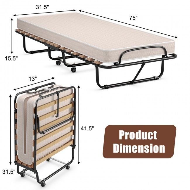 extra guest folding bed with comfortable memory foam mattress