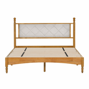 fcj double queen/king wooden bed frame minimalist design upholstered headboard built in storage features for bedroom furniture