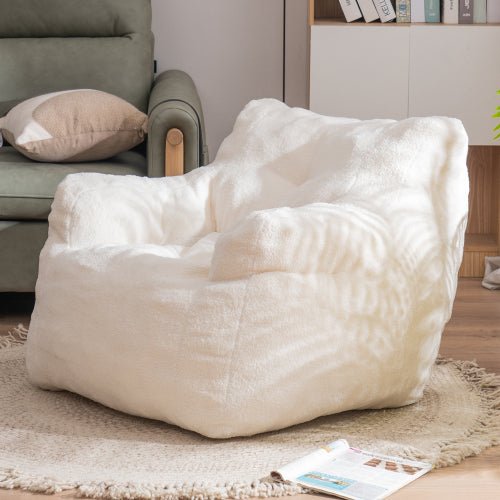 modern design soft teddy tufted foam bean bag chair fcj sofas with fabric upholstery and shredded foam fill
