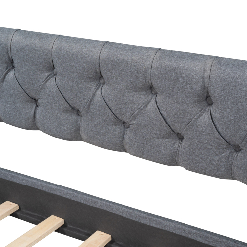fcj luxury gray daybed with two drawers queen and king sizes twin size upholstered soft bed with wood slat support
