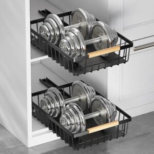 2 pack pull out cabinet organizer, metal slide out drawers for cabinets, sliding drawers adhesive nano film roll out shelf
