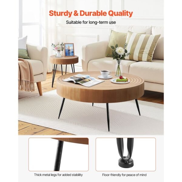 2 piece round coffee table and end table set 31.3 in for living room