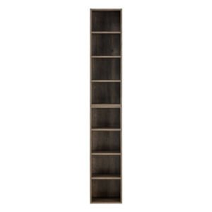 8 tier adjustable tall narrow bookcase home office multi functional double decker display bookshelf cd/dvd slim storage cabinet