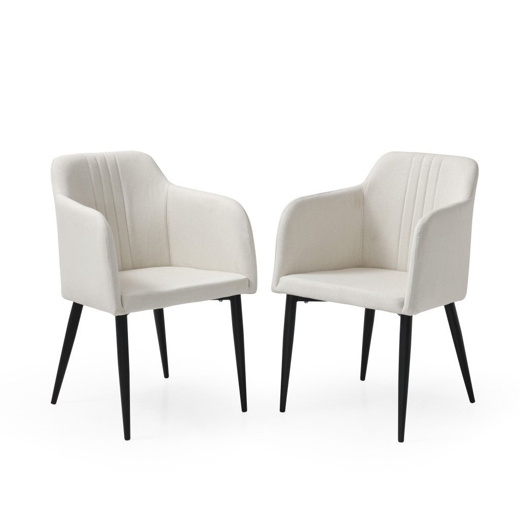 hms set of two 23" off white and black upholstered arm chairs for living room