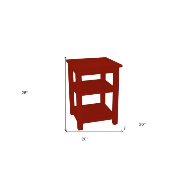 28" red solid wood nightstand wireless charging luxury antique modern design for apartment hospital bedroom bedside cabinet