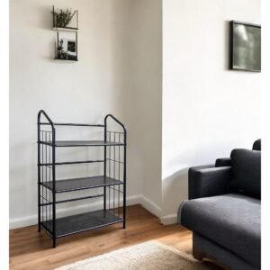 hms 37" black metal three tier bookcase industrial contemporary living room bedroom hotel furniture iron material