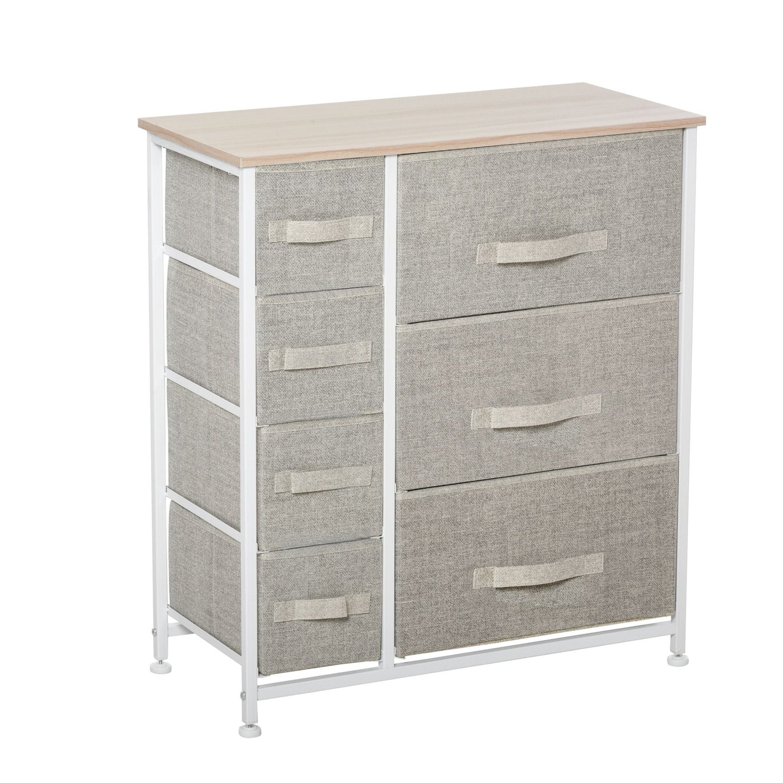 7 drawer gray fabric dresser with easy pull bins metal frame for convenient bedroom storage
