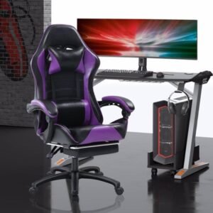ergonomic pu leather gaming chair footrest reclining gamer office chair comfortable computer chair lumbar support for heavy game