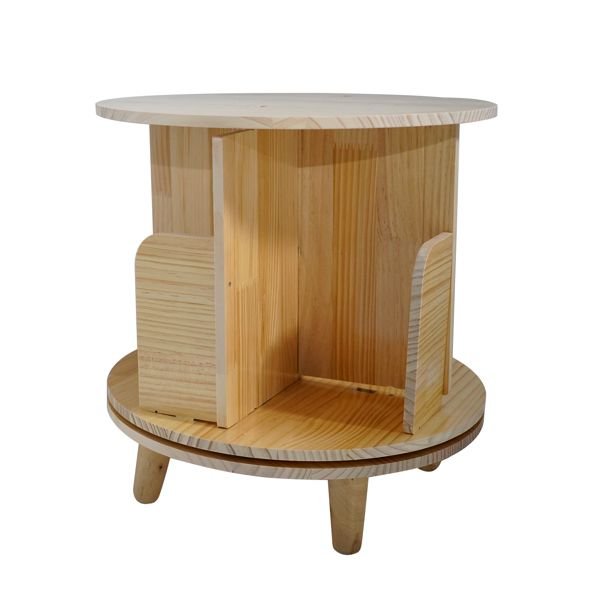 1 layer 360 rotation pine wood bookcase display rack and bookshelf