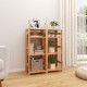 4 tier living room bookcase durable rubber wood with side fences elegant bookshelf for home office or classroom