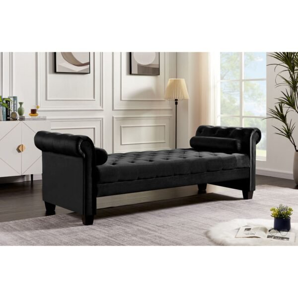 2038 large rectangular black sofa stool elegant ottoman for comfort & style
