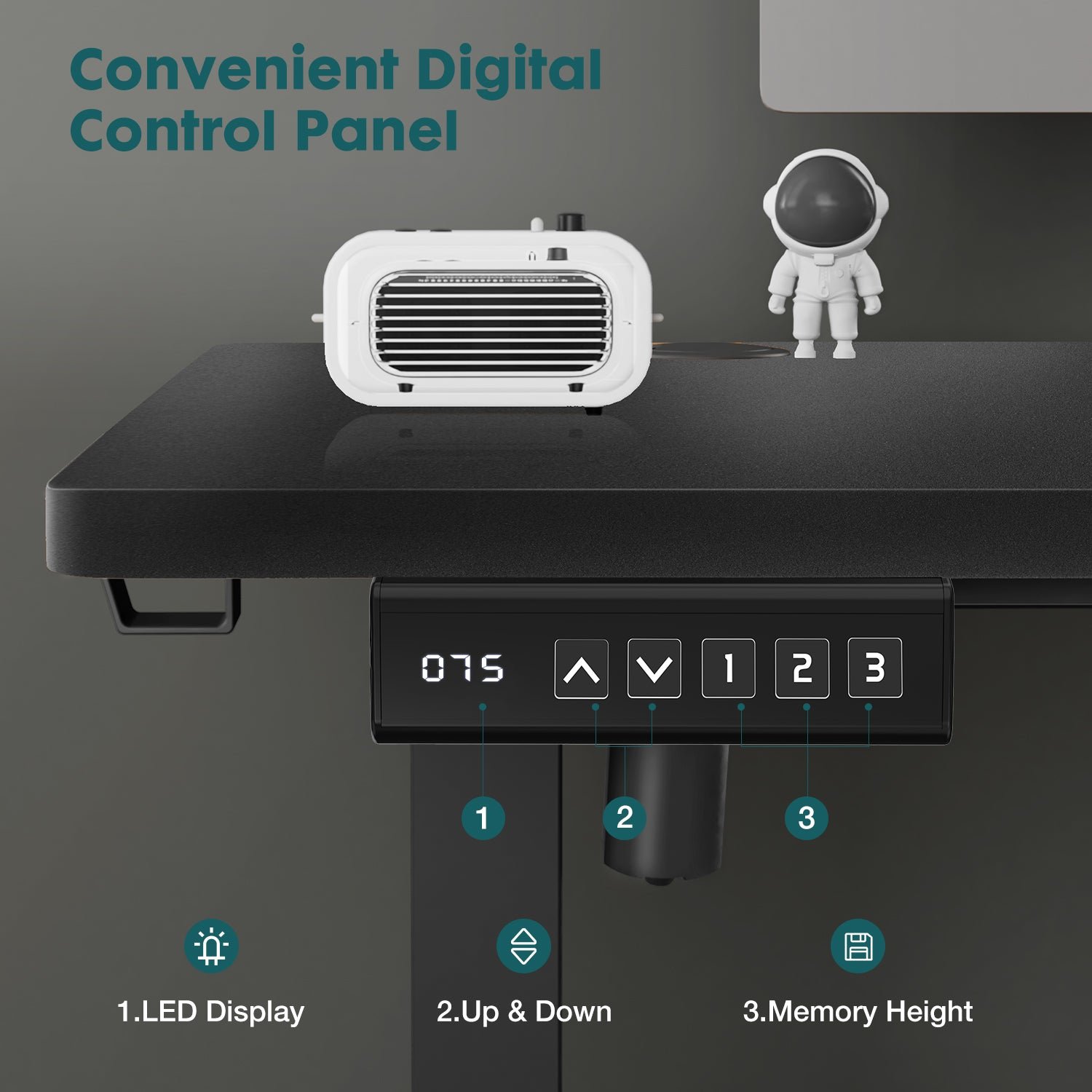 fcj electric adjustable height standing desk home office computer table splice board rising 2 hook wire hole work sit stand desk