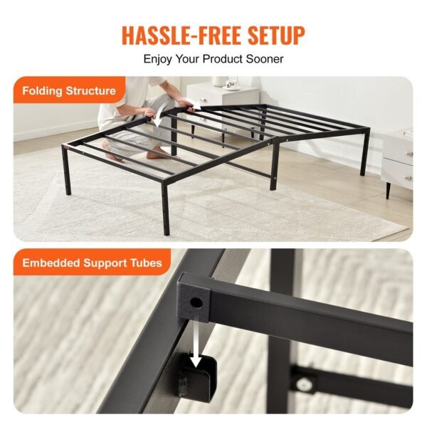 14 inch twin metal bed frame platform no box spring needed easy assembly noise free embedded mattress foundation steel slat