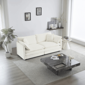 modern fcj double sofa convertible extendable with 4 pillows for home apartment living rooms fabric sectional corner sofa