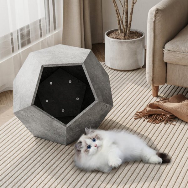 25.98'' shaped modern pet furniture cat carrier side table mdf multi purpose furniture antique wood color