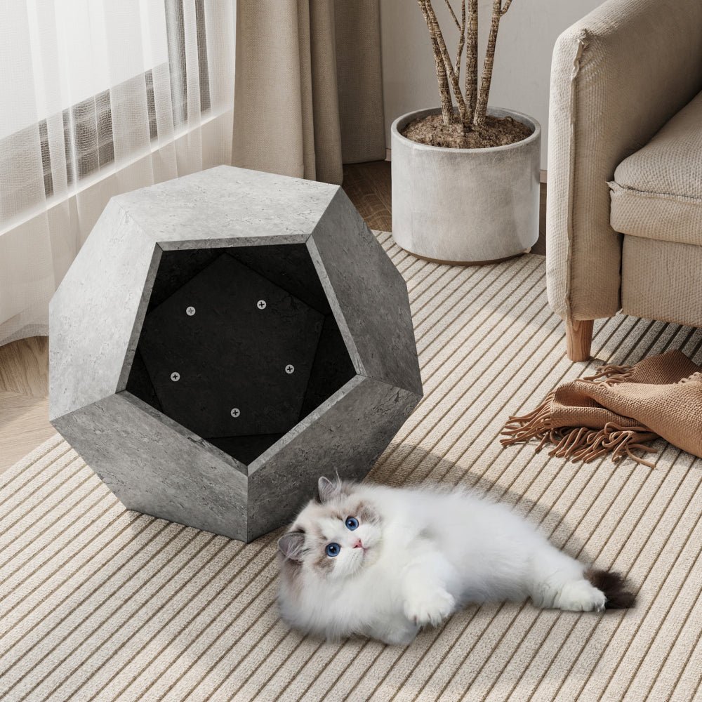 25.98'' shaped modern pet furniture cat carrier side table mdf multi purpose furniture antique wood color