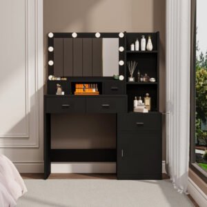 newly designed smart mirror dressing table with drawers and storage cabinet, dressing table with dressing pad