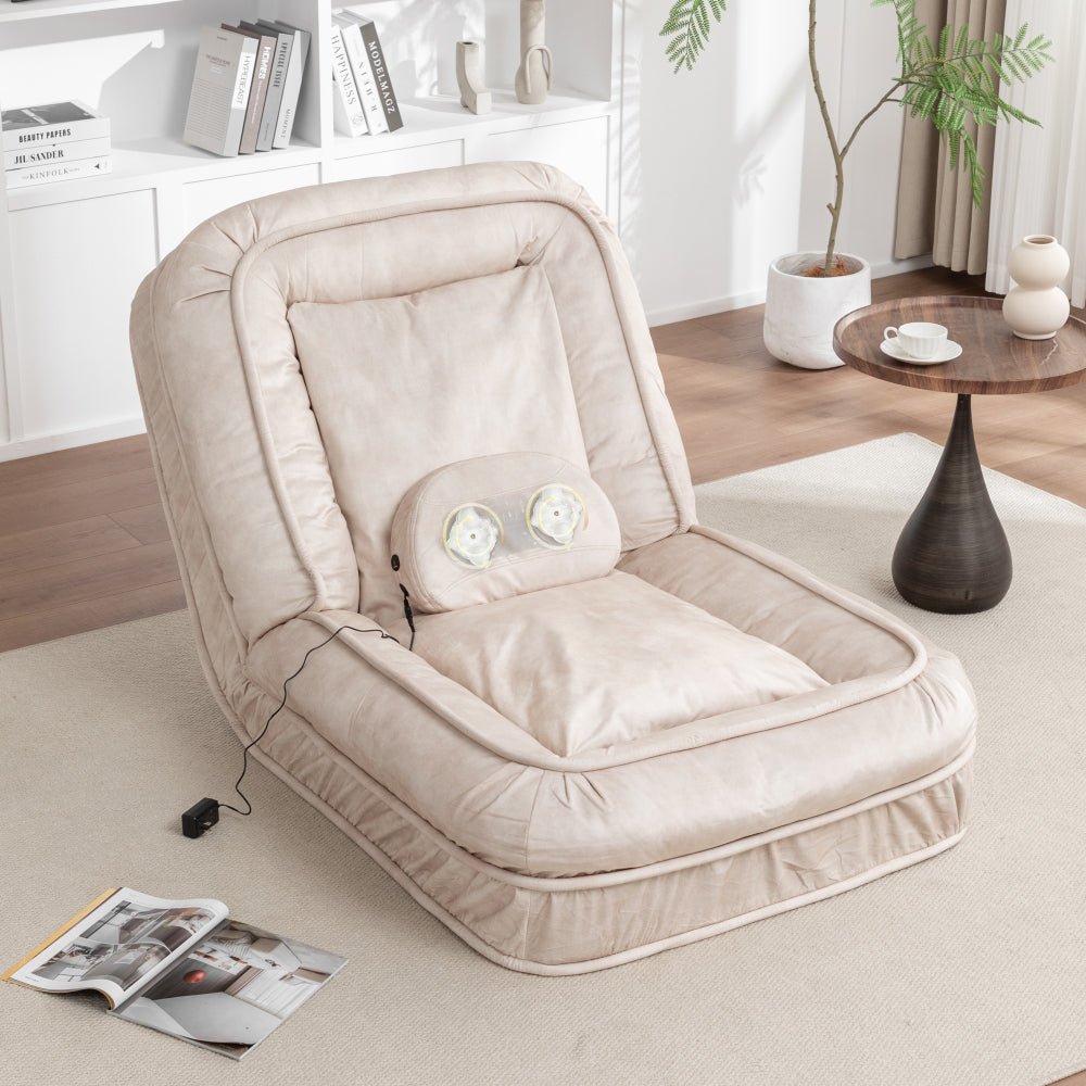 upholstered human dog bed for adult & pets,with 5 adjustable position &massage pillow, bean bag floor sofa with 2 soft pillows
