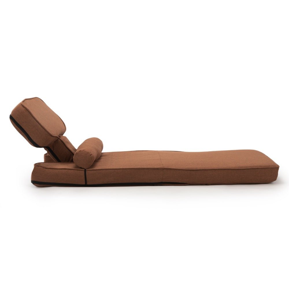 multi functional foldable sofa with adjustable angles and pillow, dark brown