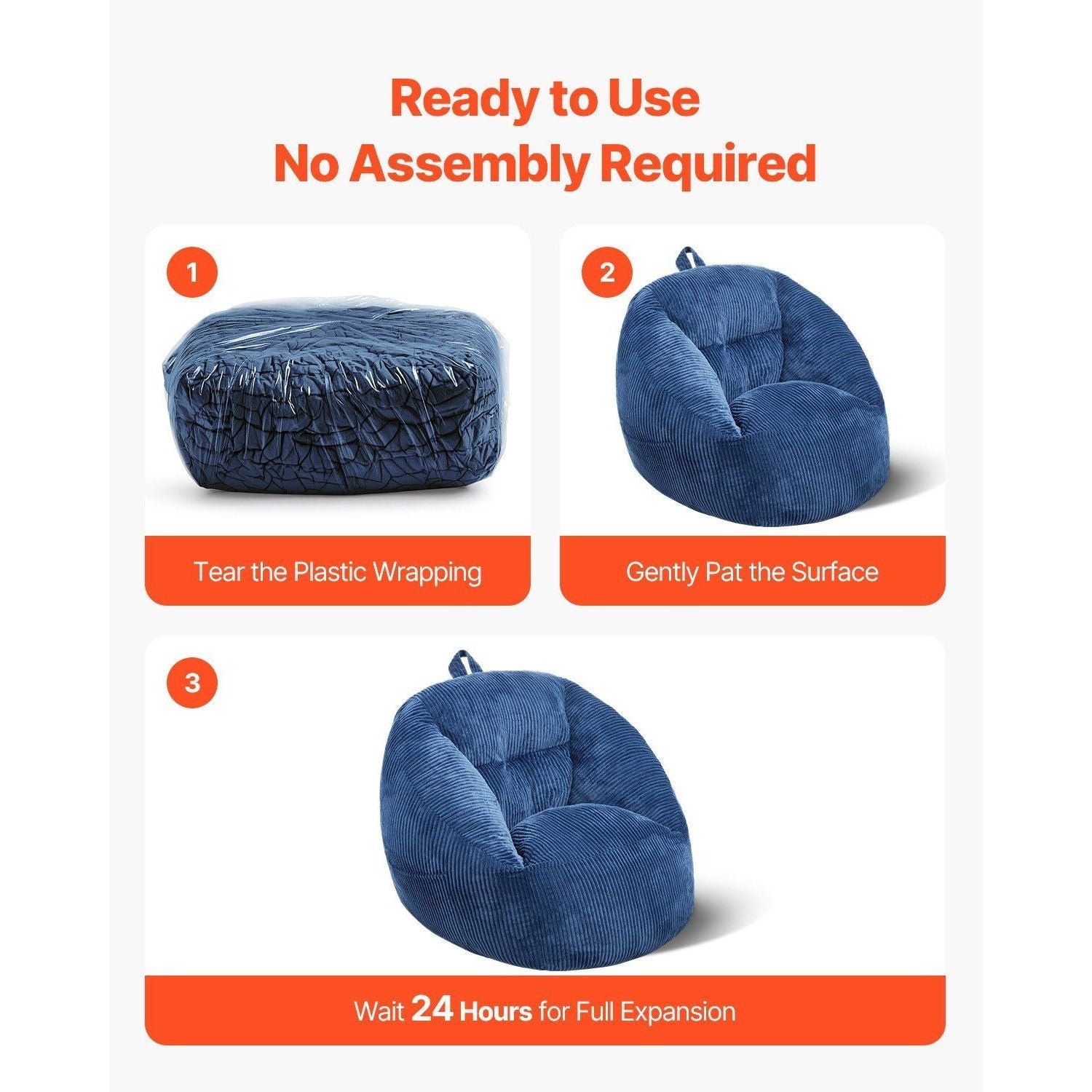 3 feet bean bag chair with soft teddy velvet cover 25d memory foam storage pocket soft armrests blue for bedroom playroom