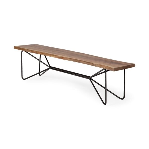 hms 66 live edge solid wood dining bench in brown and black distressed finish add rustic charm to your dining room