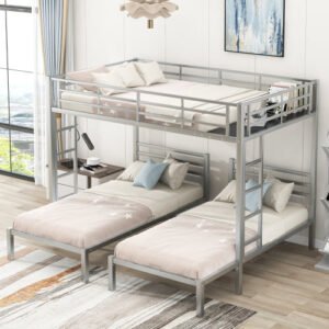 fcj full over twin modern design foldable bunk bed with built in shelf for bedroom living room hotel warehouse double size