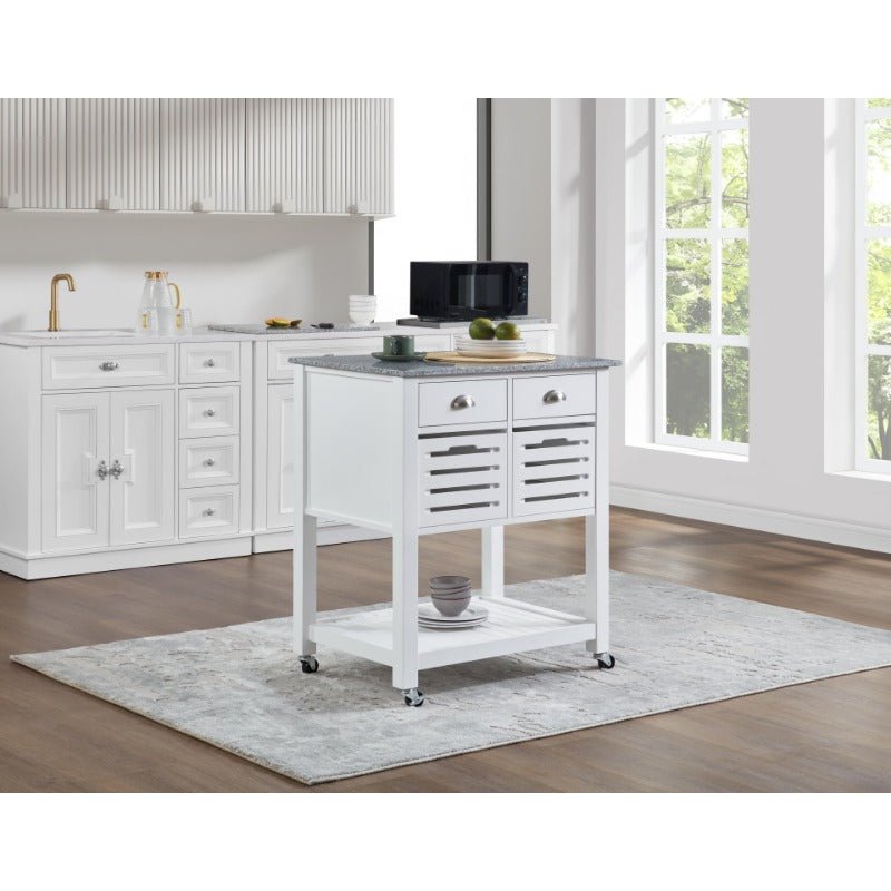 mobile rolling kitchen island trolley serving cart with underneath drawer & slide out wire storage basket