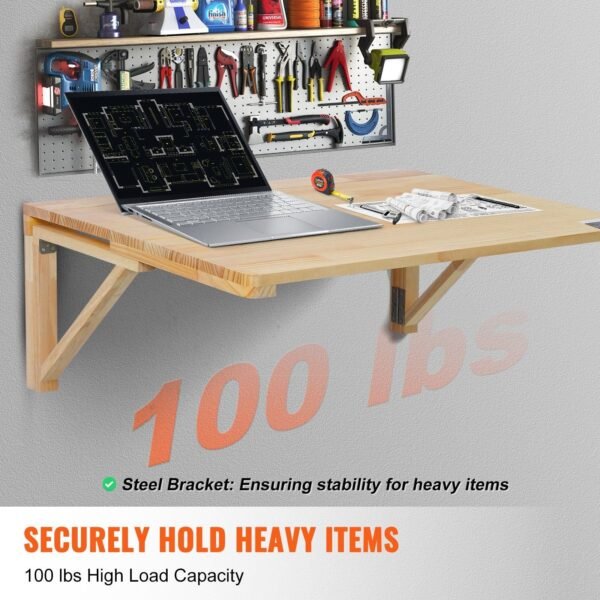 31.5" x 23.62" wall mounted folding table wooden floating desk iron bracket drop leaf table for home office dining bar small