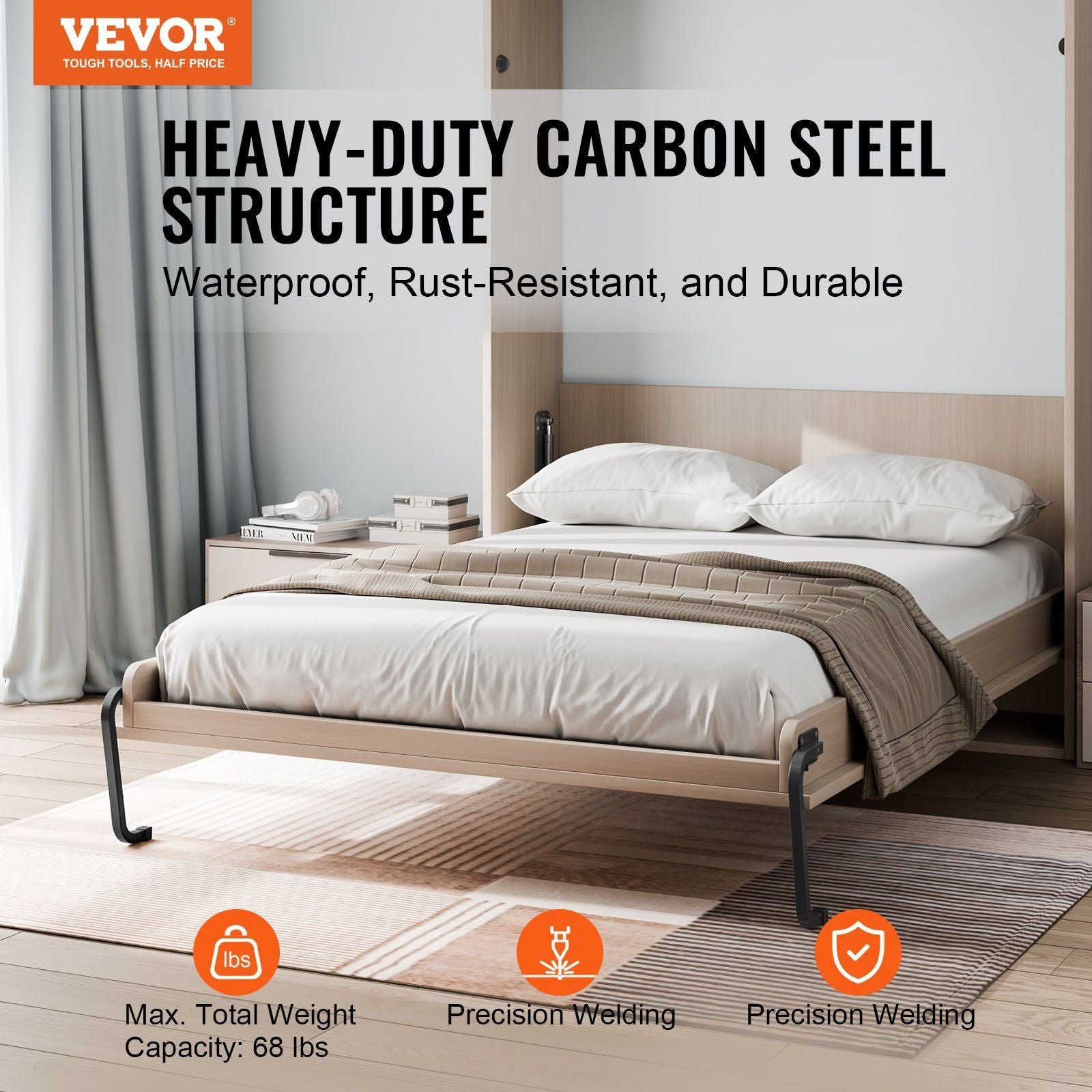 deluxe queen diy murphy bed kit wall bed mechanical hardware with folding feature convenient and space saving