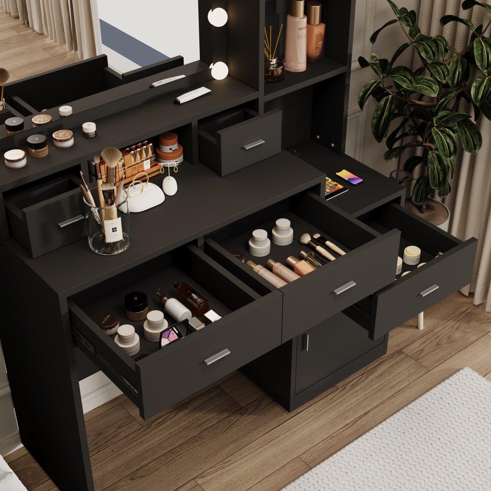newly designed smart mirror dressing table with drawers and storage cabinet, dressing table with dressing pad