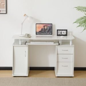 embossed one door three drawer computer desk with melamine laminate 1155574cm white particle board single unit product