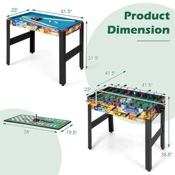 12 in 1 combo gaming table set for foosball air hockey pool chess ping pong