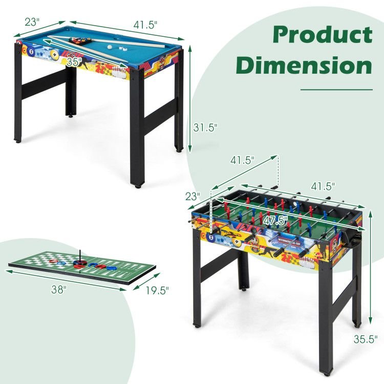12 in 1 combo gaming table set for foosball air hockey pool chess ping pong