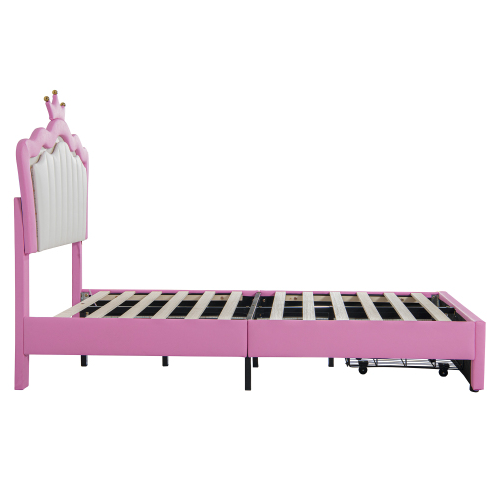 fcj modern twin size upholstered bed frame with led lights & crown headboard soft mdf wood includes a drawer