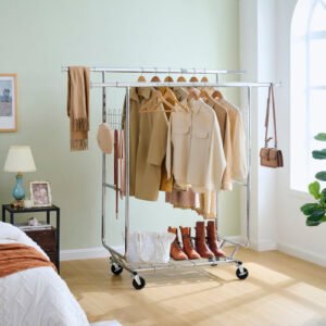 double clothing racks on wheels rolling clothes rack heavy duty portable collapsible commercial garment rack