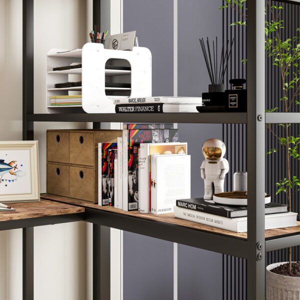 twin size loft bed with l shaped desk and shelves, charging station, led lights, safety guard & ladder, space saving
